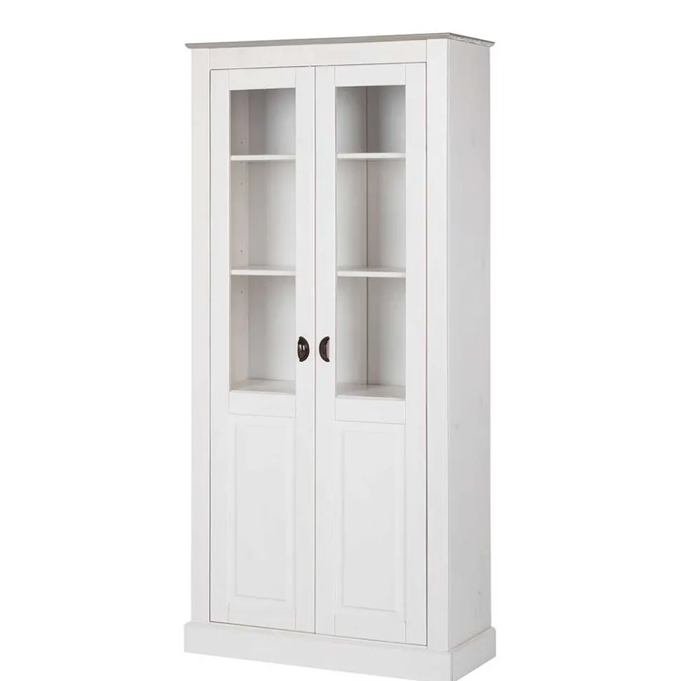 Vitrinenschrank in Weiß mit Grau - Lucasario