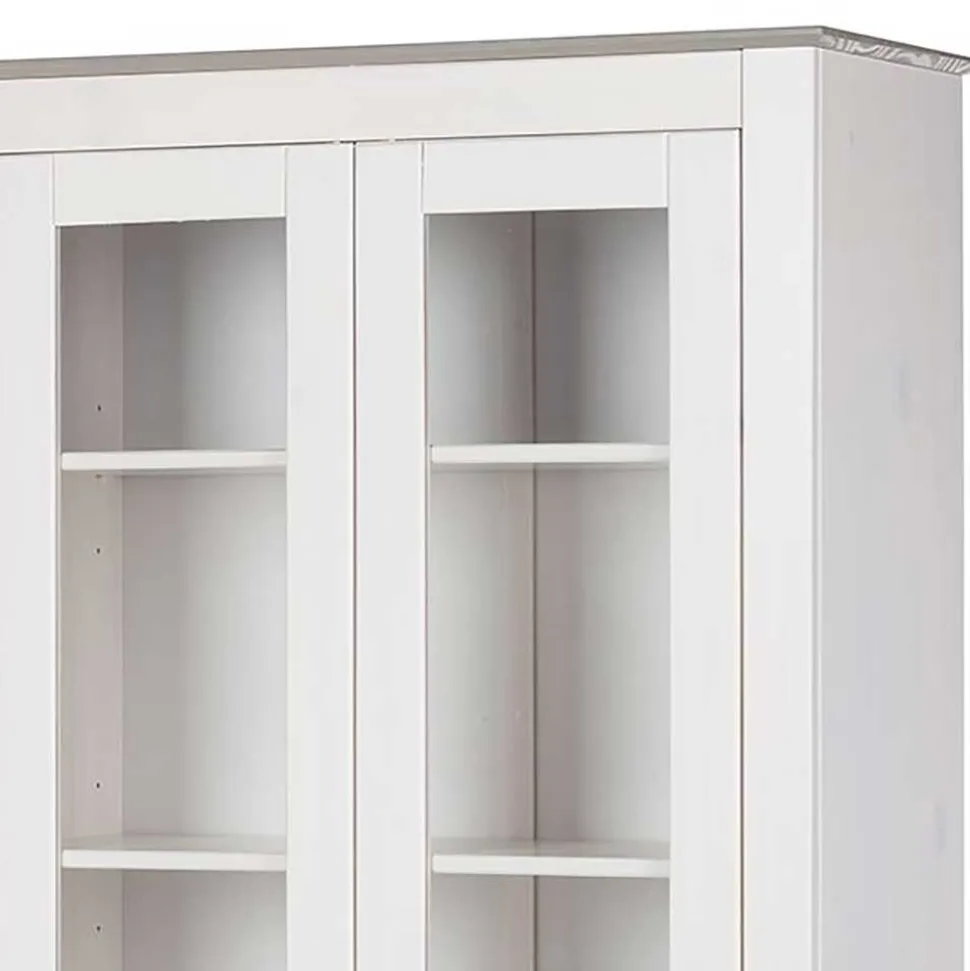 Vitrinenschrank in Weiß mit Grau - Lucasario