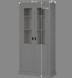 Vitrinenschrank in Weiß mit Grau - Lucasario