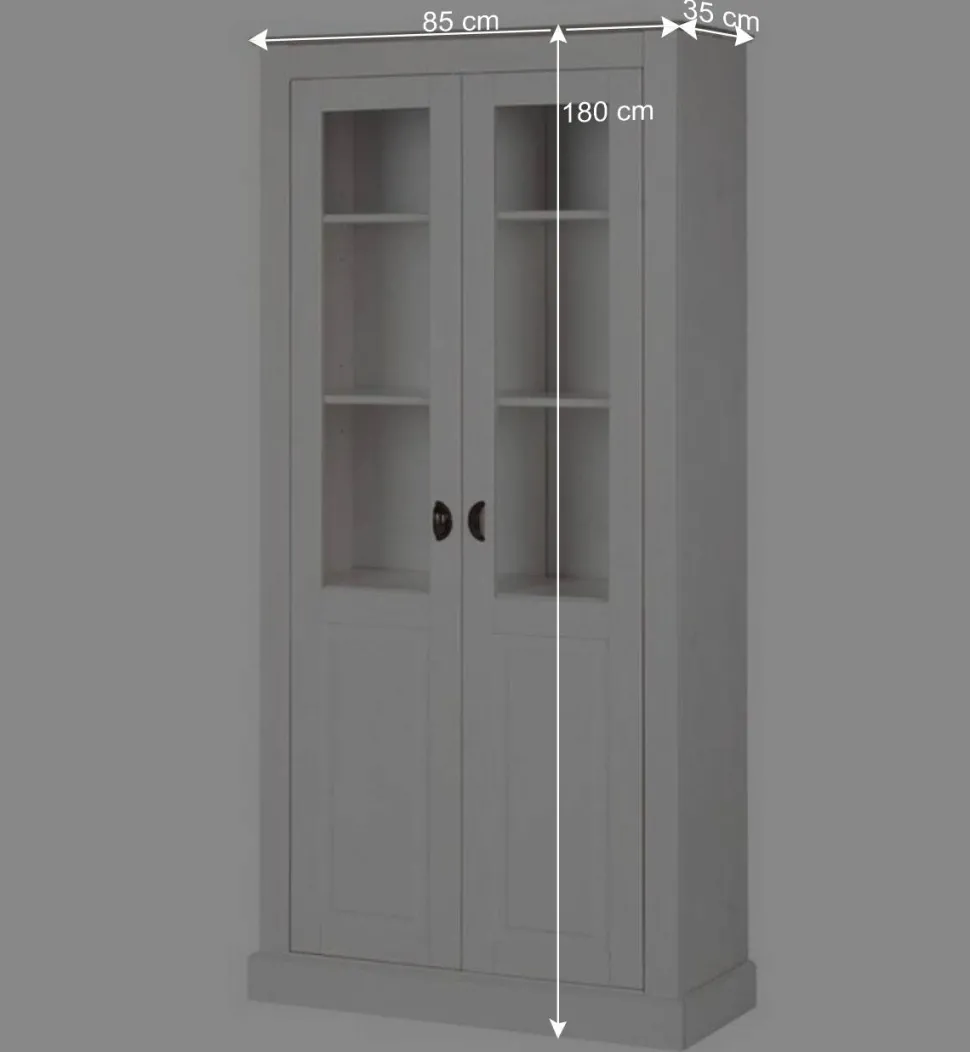 Vitrinenschrank in Weiß mit Grau - Lucasario