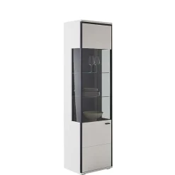 Vitrinenschrank in Weiß und Schwarzgrau - Loazin