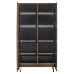 Vitrinenschrank in Wildeiche & Anthrazit - Flacona