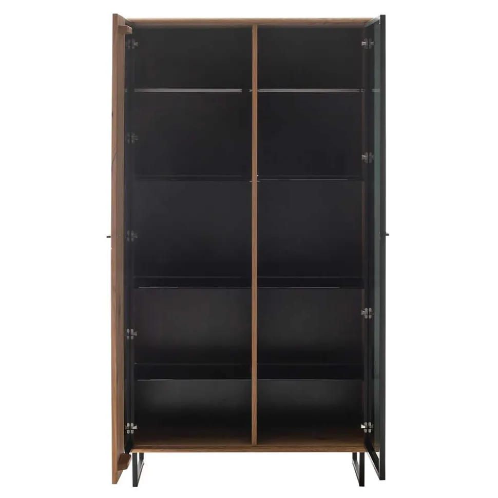 Vitrinenschrank in Wildeiche & Anthrazit - Flacona