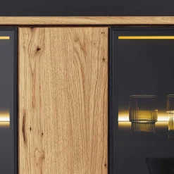 Vitrinenschrank in Wildeiche & Anthrazit - Flacona