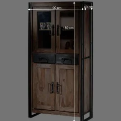 Vitrinenschrank Mendoza aus Akazie Massivholz