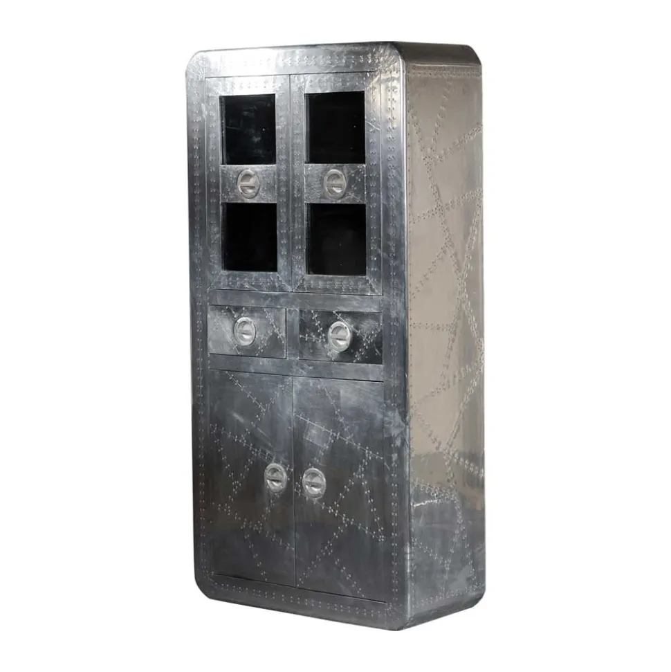 Vitrinenschrank Pilot in Alufarben