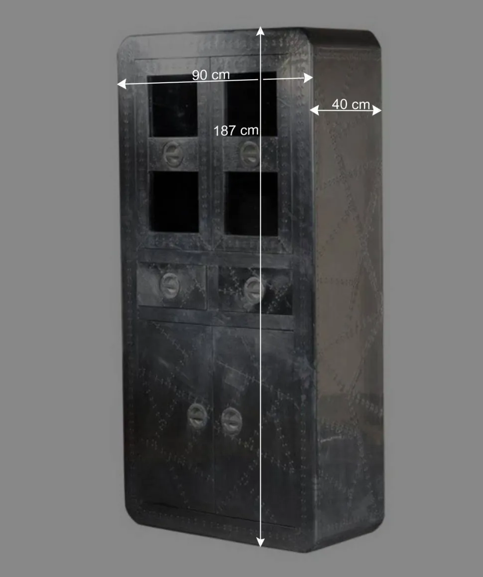 Vitrinenschrank Pilot in Alufarben