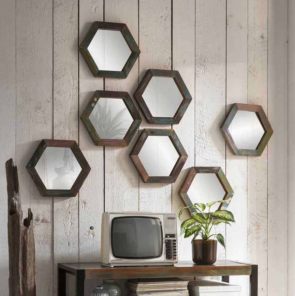 Waben Wandspiegel im Shabby Chic - Vosbadus