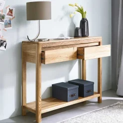 Wand Konsolentisch Uvinessa aus Wildeiche massiv geölt