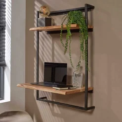 Wand Schreibtisch mit Baumkanten Platten - Vadimma