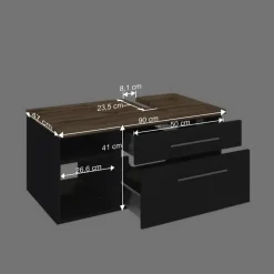 Wand Waschbecken Unterschrank 90x41 cm - Estregos