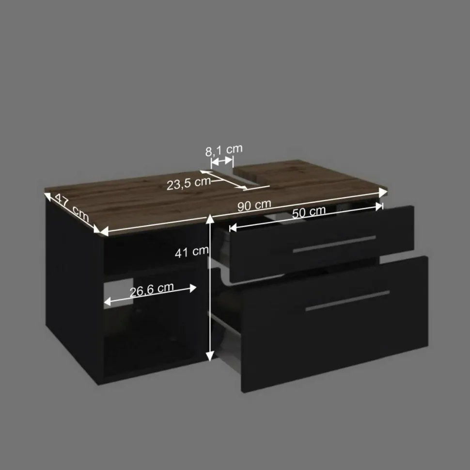 Wand Waschbecken Unterschrank 90x41 cm - Estregos