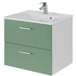 Wand Waschbeckenschrank in Grün & Weiß - Loenixa
