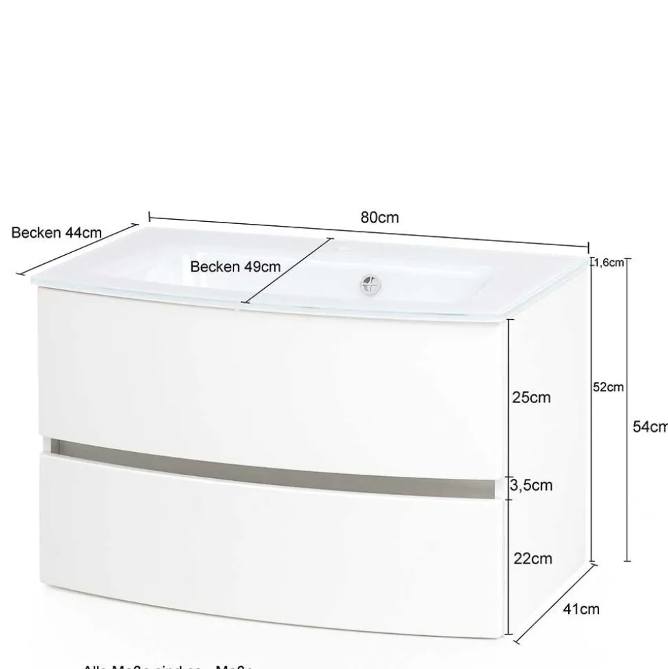 Wand Waschtisch in Weiß - Mesciria