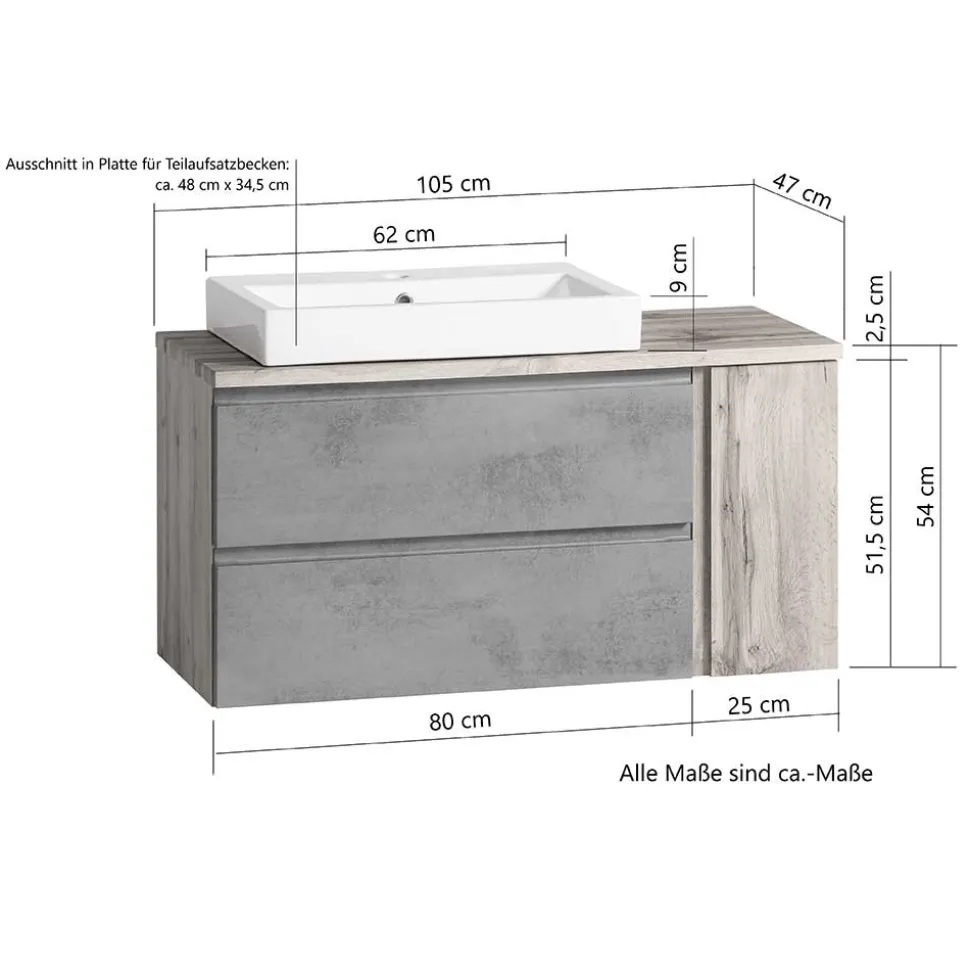 Wand Waschtisch mit 105 cm Breite - Eight