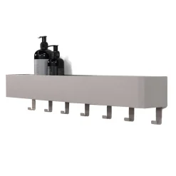 Wandablage mit Hakenleiste in Taupe - Suennas