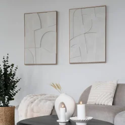 Wandbild in Weiß und Holzoptik Natur - Actino