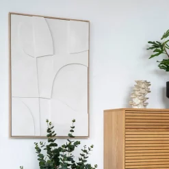 Wandbild in Weiß und Holzoptik Natur - Actino