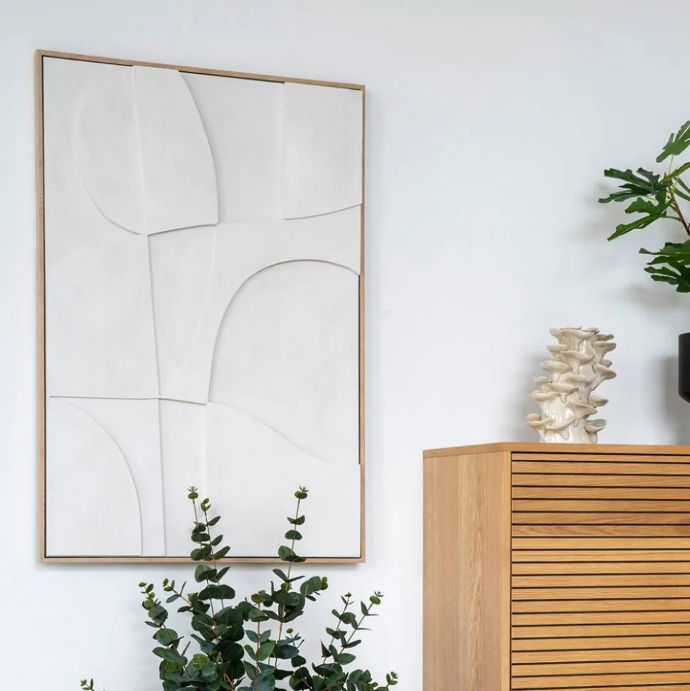 Wandbild in Weiß und Holzoptik Natur - Actino