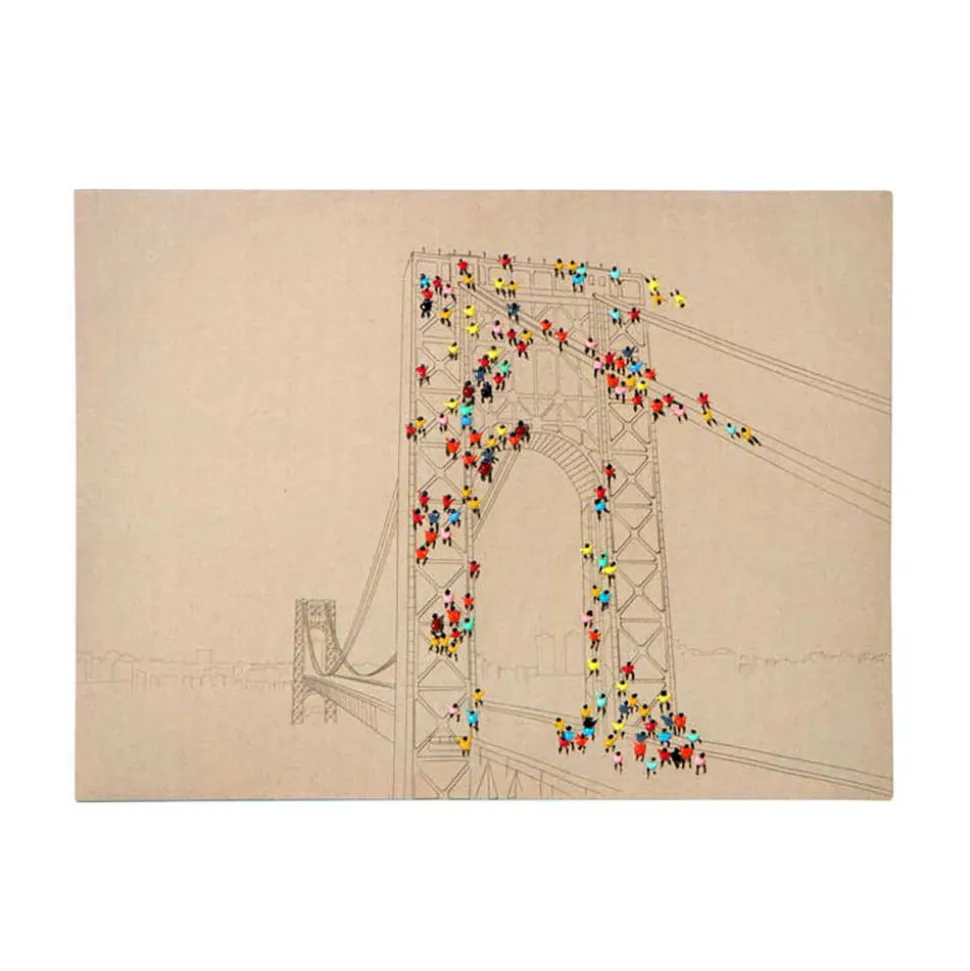 Wandbild mit Brücke und Menschen - Tulcea