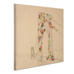 Wandbild mit Brücke und Menschen - Tulcea