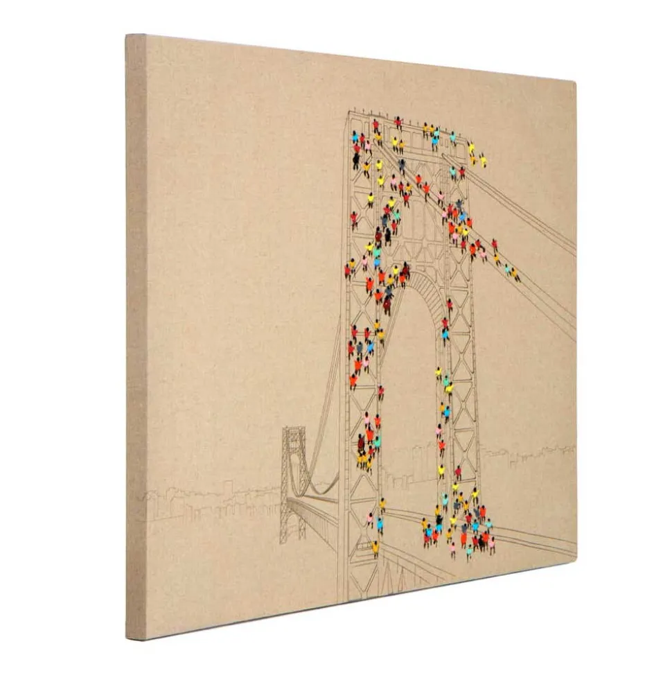 Wandbild mit Brücke und Menschen - Tulcea