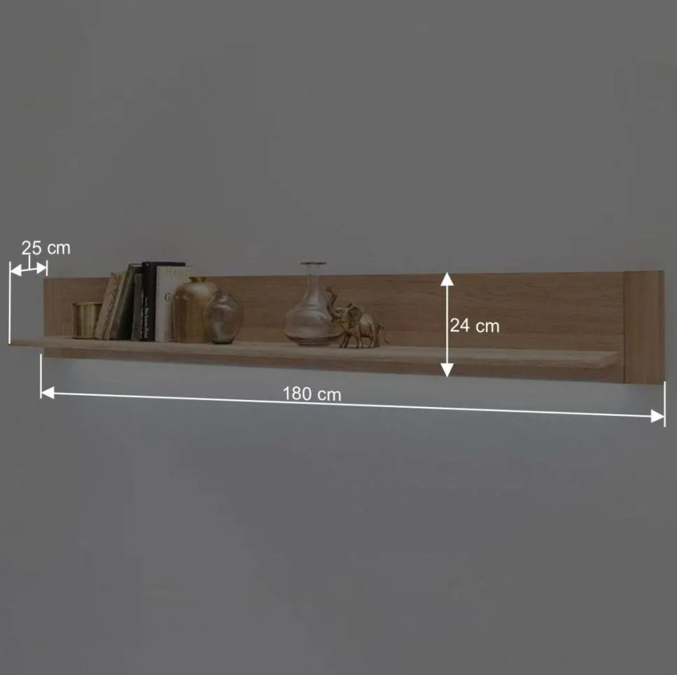 Wandboard in 180cm Breite Pontros mit Eiche Bianco Furnier