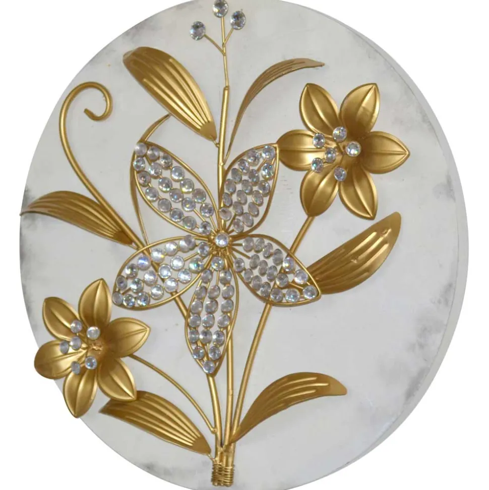 Wanddeko Lillie in Cremeweiß und Gold - Razepta