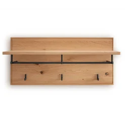 Wandgarderobe aus Asteiche Massivholz und Metall - Zonga