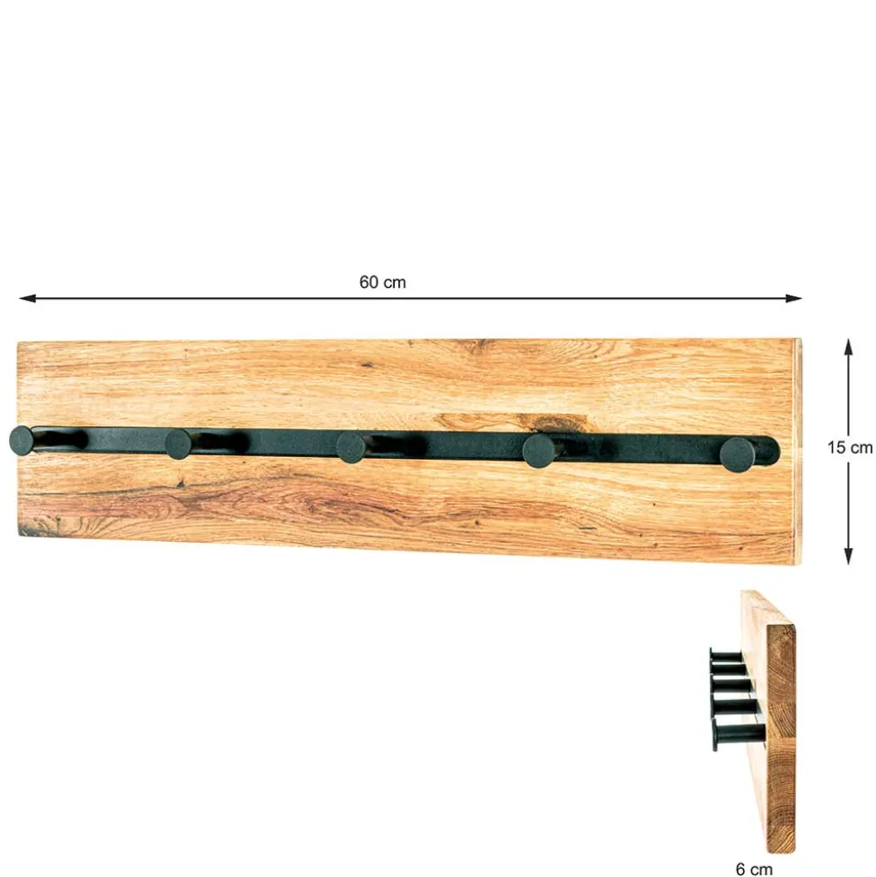 Wandgarderobe aus Metall & Eichenholz - Cornello