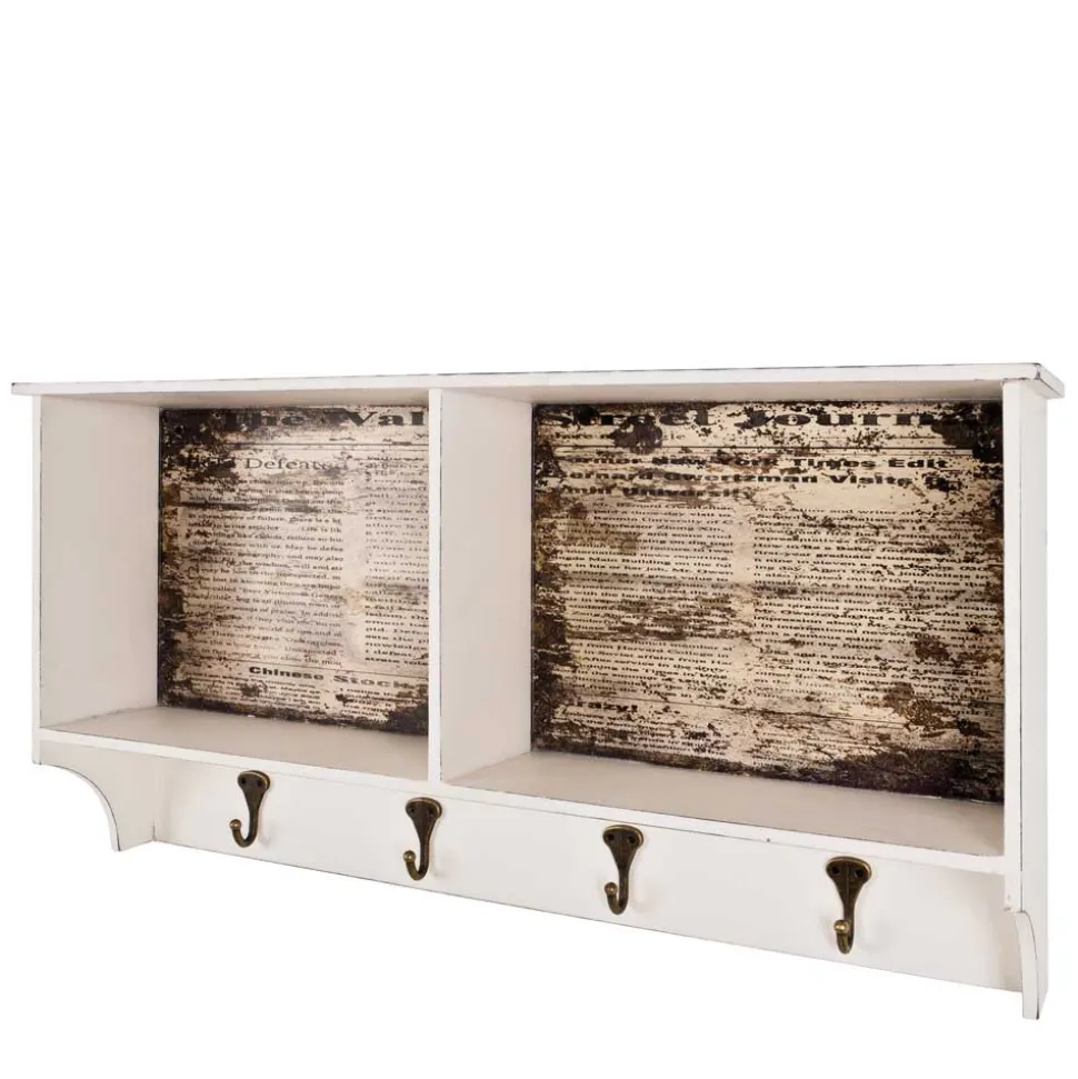 Wandgarderobe Ginnos in Weiß Braun