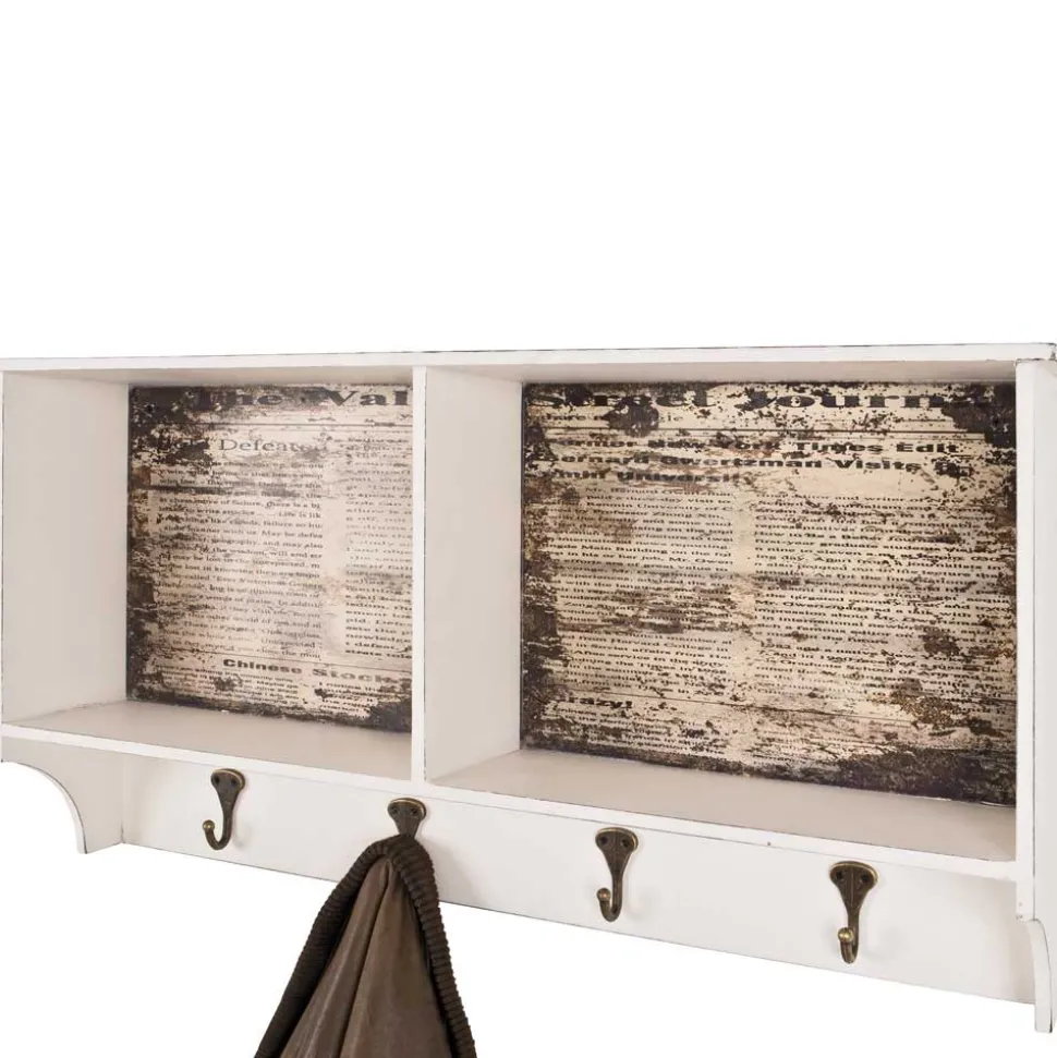 Wandgarderobe Ginnos in Weiß Braun