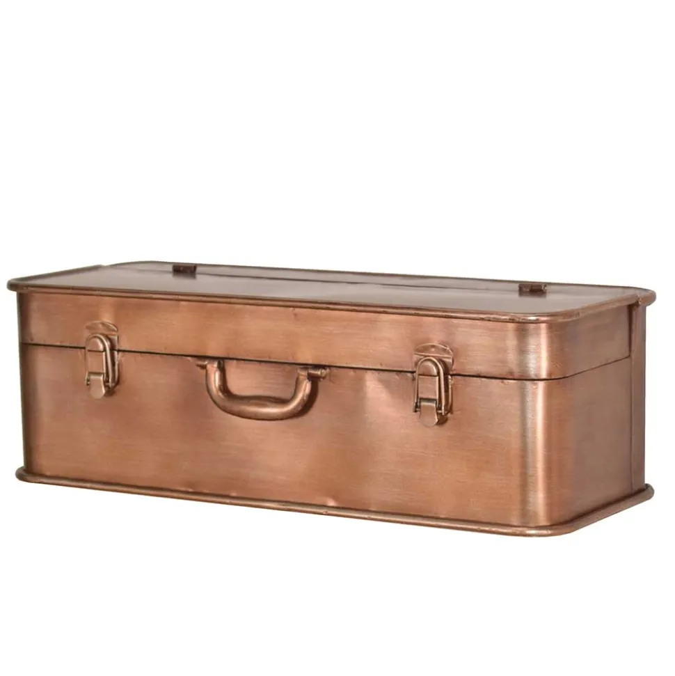 Wandkonsole in Koffer Optik Rommino aus Metall Kupferfarben