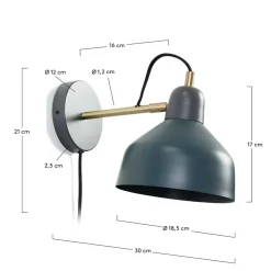 Wandlampe in Petrol & Grau - Eboniar