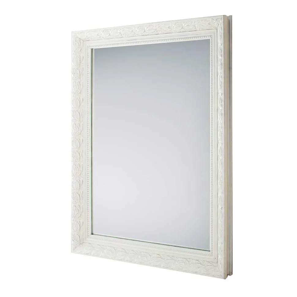 Wandspiegel im Vintage Look in Weiß Holzrahmen - Liancos