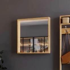 Wandspiegel in Quadratisch mit Holzrahmen - Etvina