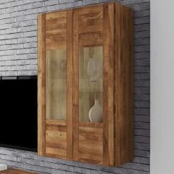 Wandvitrine Vaskov aus Wildeiche Massivholz