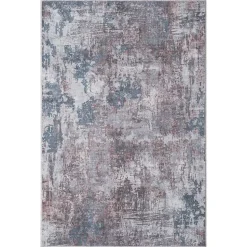 Waschbarer Teppich in Blaugrau und Terracotta - Ursela