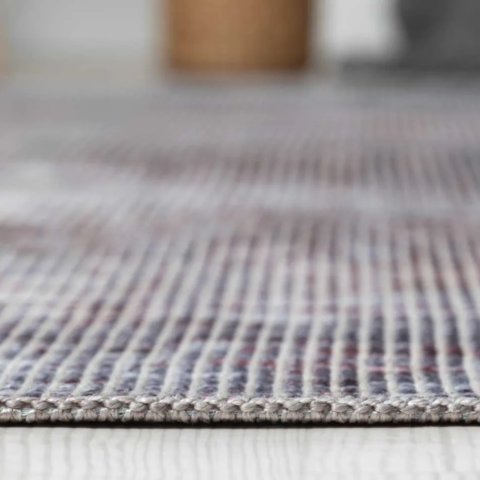 Waschbarer Teppich in Blaugrau und Terracotta - Ursela