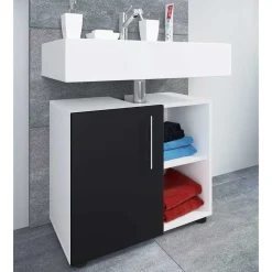 Waschbecken Badschrank in Weiß Schwarz - Cranies