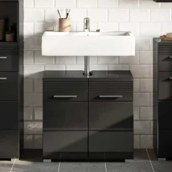 Waschbecken Unterschrank in Schwarz Hochglanz - Culina