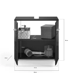 Waschbecken Unterschrank in Schwarz Hochglanz - Culina