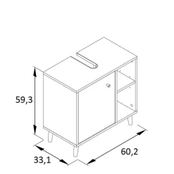 Waschbeckenschrank in Petrol Blau & Eiche - Matrera