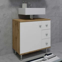 Waschbeckenschrank mit drei Schubladen & Tür - Nelani I
