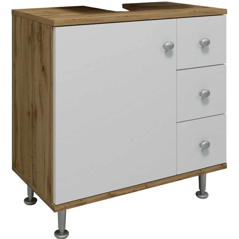 Waschbeckenschrank mit drei Schubladen & Tür - Nelani I