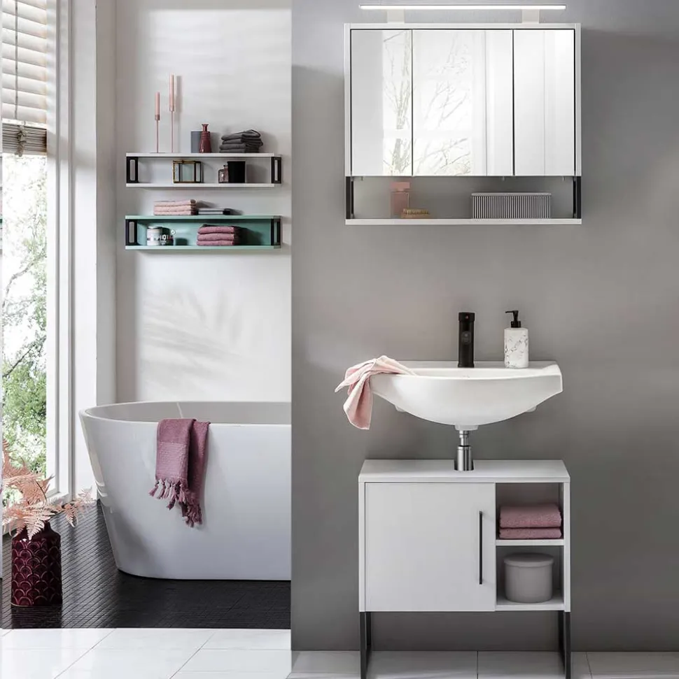 Waschbeckenschrank mit Spiegelschrank Set - Ismilav (zweiteilig)