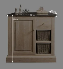 Waschbeckenschrank Vish in Eiche Bianco