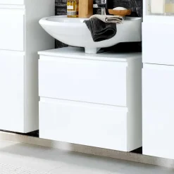 Waschbeckenunterschrank Concetada in Hochglanz Weiß