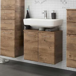 Waschbeckenunterschrank in Eiche Dunkel Holzoptik - Miss X