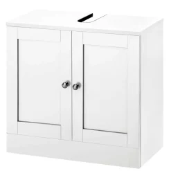 Waschbeckenunterschrank in Weiß mit Metallgriffen - Gorgona